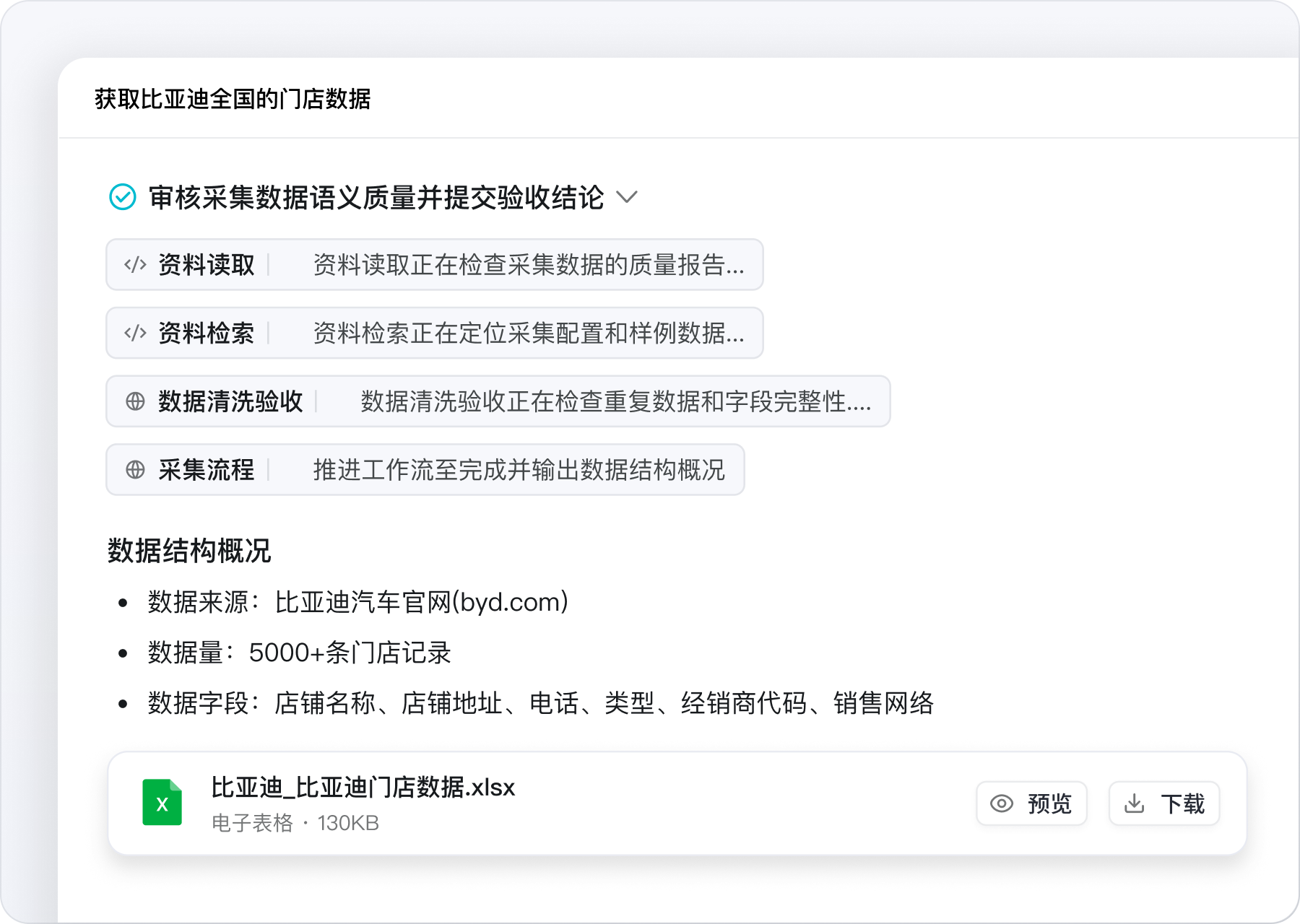 数据清洗加工 功能界面